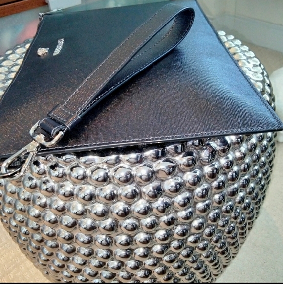 COPY - Versace authentic leather clutch with wristlet strap and silver hardware. - Picture 7 of 12